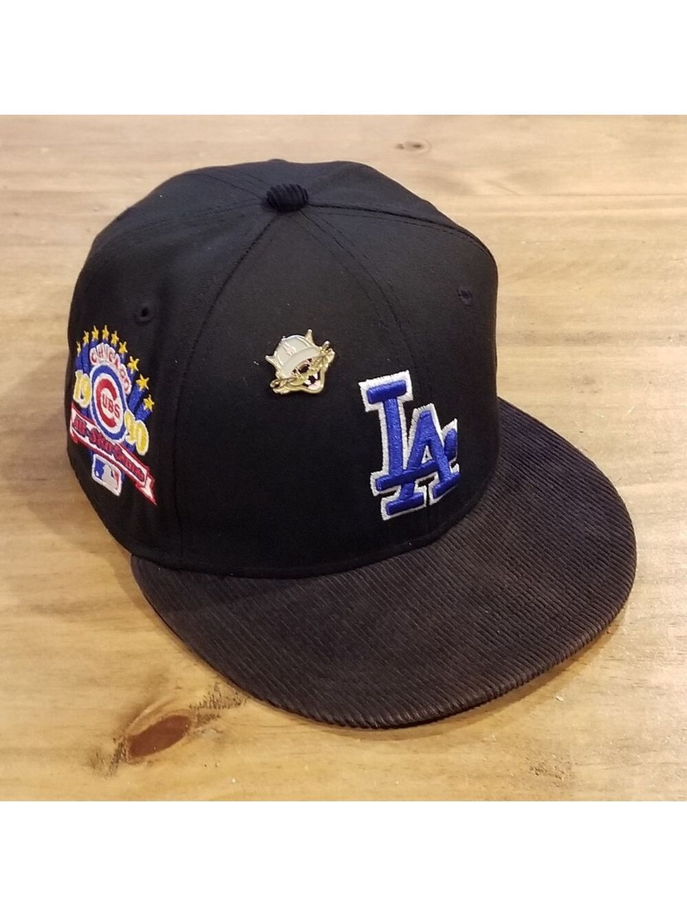 Los Angeles Dodgers Hat New Era 7 1/8 Fitted Black Brown Corduroy Bill All Star
